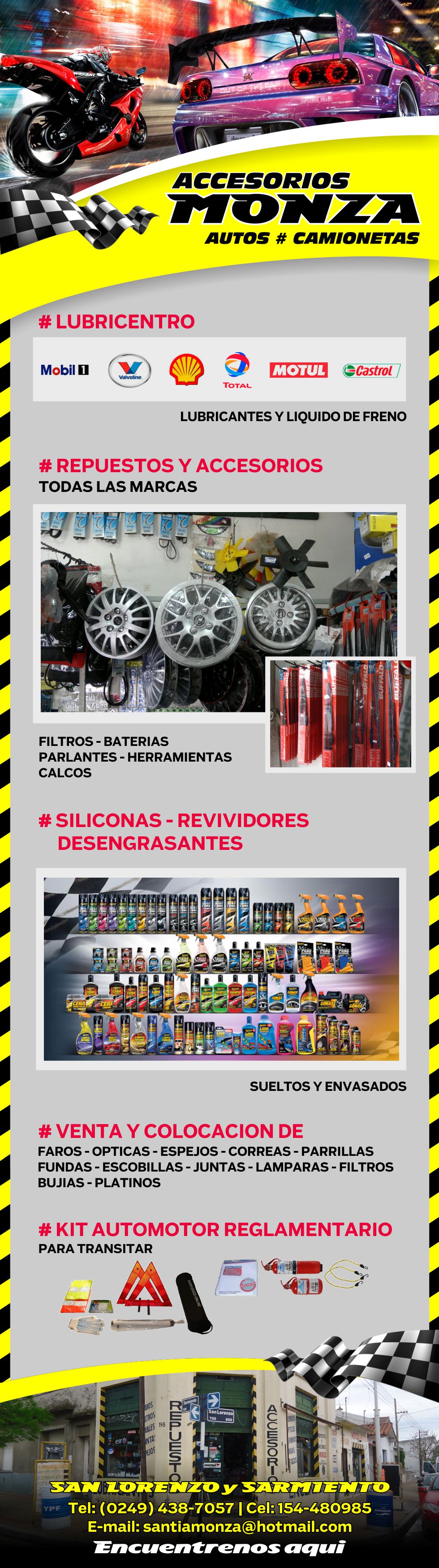 Encontranos en Sarmiento y San Lorenzo | Contáctenos Telefónicamente a (0249) 438-7057 / 154-480985 | Correo electrónico: santiamonza@hotmail.com | 